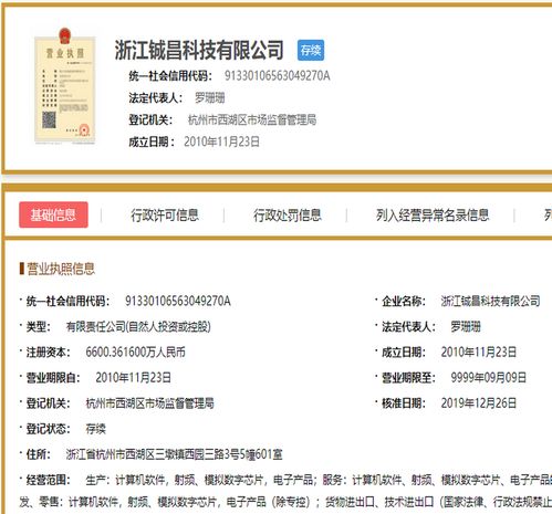 铖昌科技营业执照信息概述 信息技术咨询服务为主要经营范围